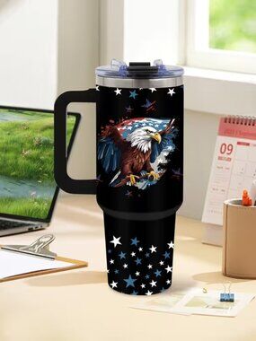 40 oz Patriotic Eagle American Flag Stainless Steel Insulated Water Bottler